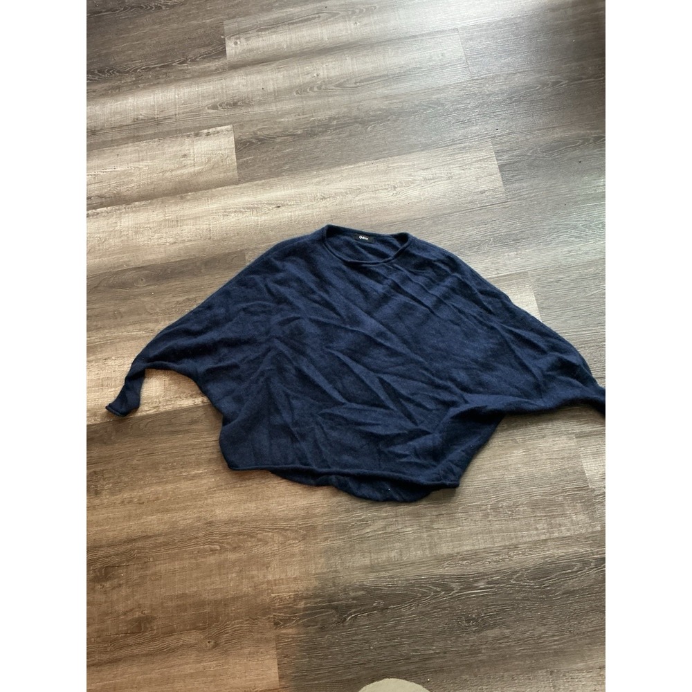 Quince Mongolian Cashmere Batwing Sweater BLUE ONE SIZE Crewneck Dolman Sleeve